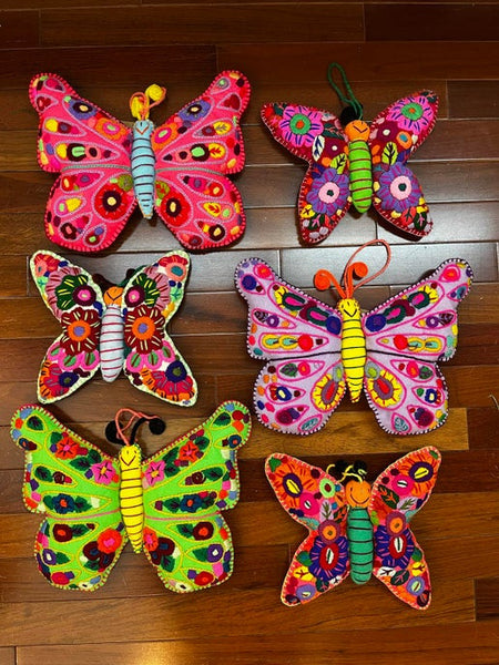 Hand Embroidered Butterfly Sofa Pillows