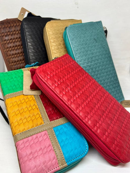 Leather Wristlet Clutch Wallet