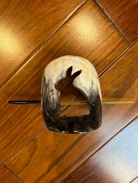 Natural Horn Rabbit Hair/Scarf Pin