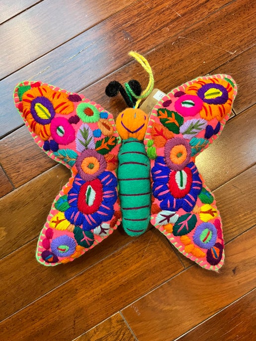 Hand Embroidered Butterfly Sofa Pillows