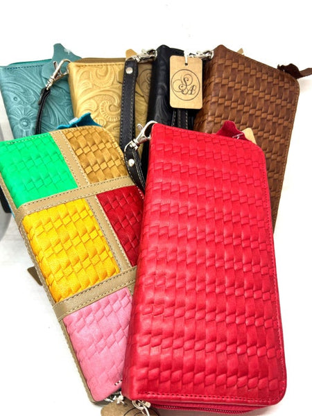 Leather Wristlet Clutch Wallet