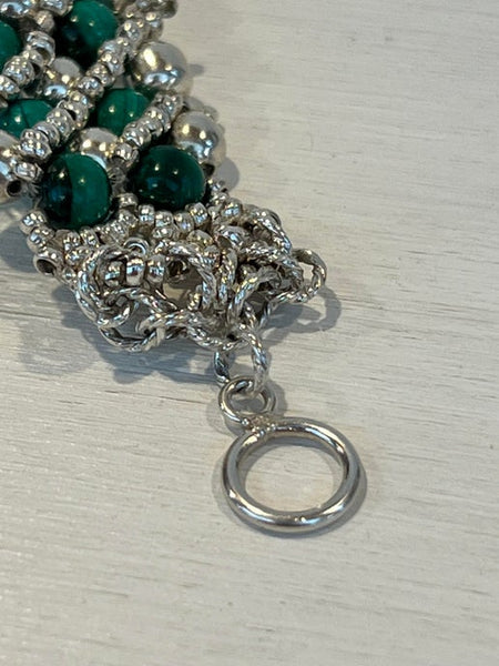 Silver Chrysocolla Bead Bracelet
