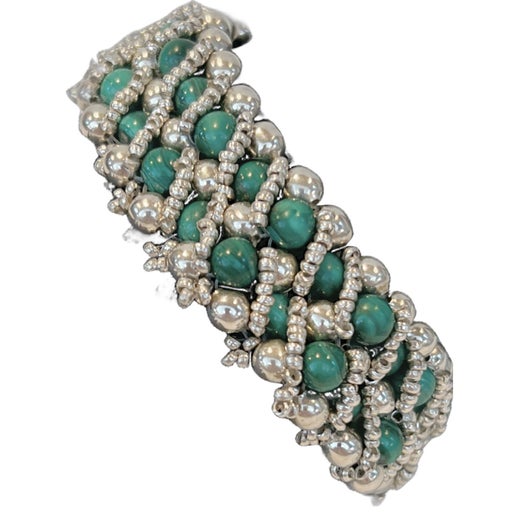 Silver Chrysocolla Bead Bracelet