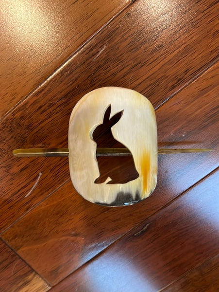 Natural Horn Rabbit Hair/Scarf Pin