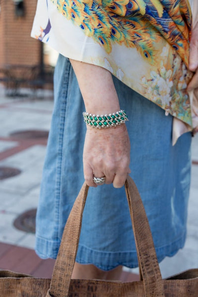 Silver Chrysocolla Bead Bracelet