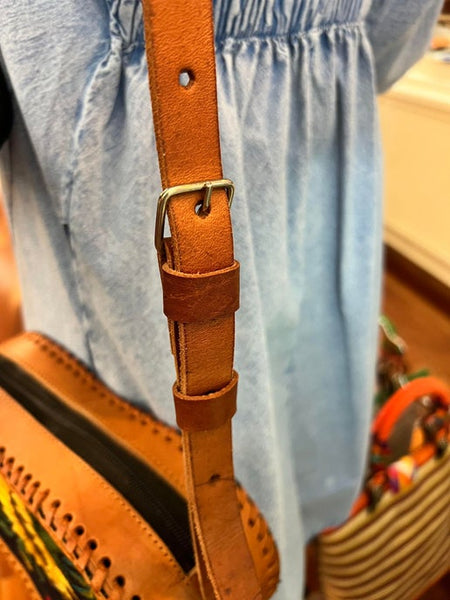 Leather Embroidered Crossbody Bag