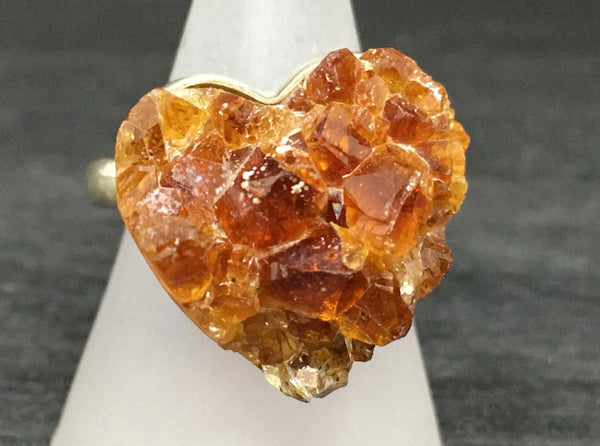 Druzy Citrine Adjustable Sterling Silver Ring