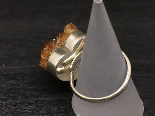Druzy Citrine Adjustable Sterling Silver Ring