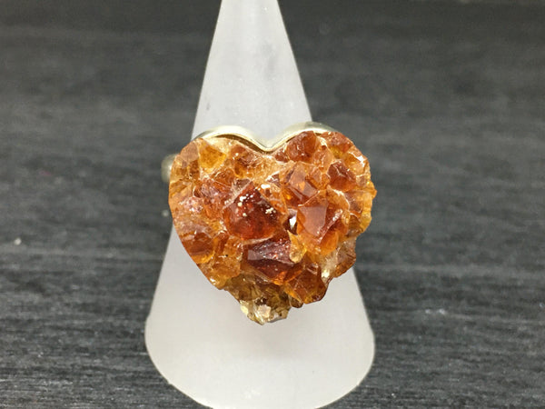 Druzy Citrine Adjustable Sterling Silver Ring