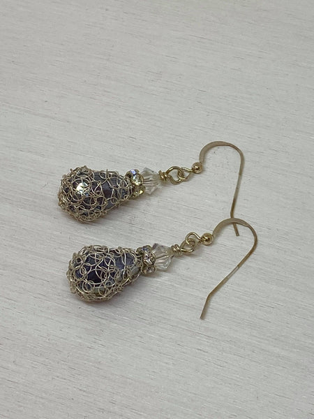 Sterling Swarovski Teardrop Crochet Earrings