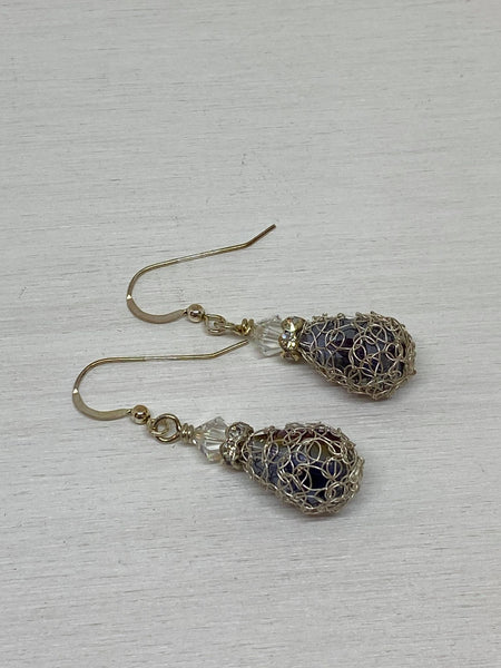Sterling Swarovski Teardrop Crochet Earrings