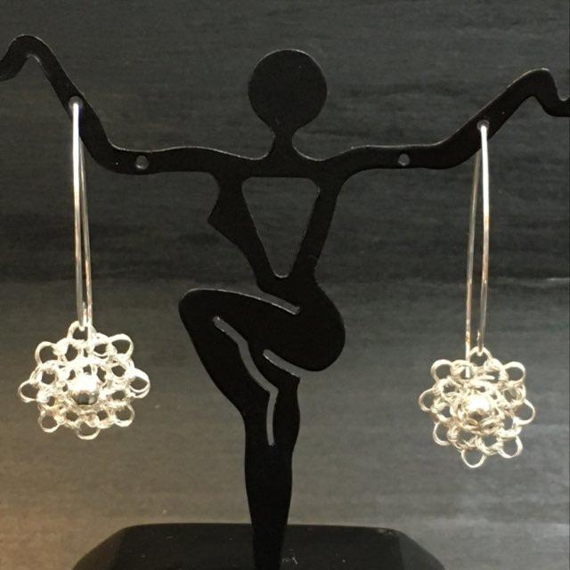 Sterling Silver Wire Crocheted Drop Earrings
