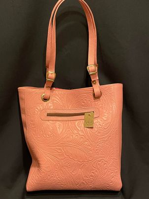 Embroidered Leather Tote Bag