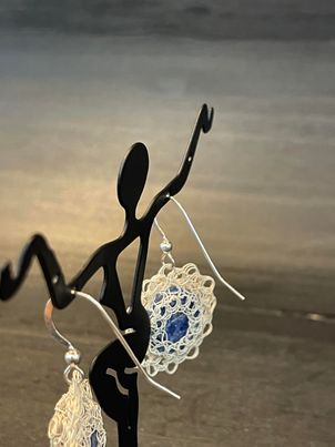 Sterling Silver Wire Crocheted Earrings