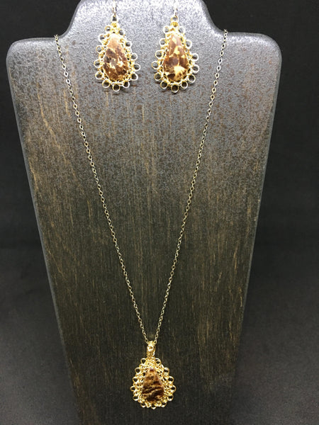Leopard Necklace and Earring Set