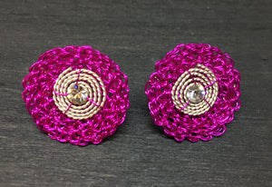 Disk Sterling Stud Wire Crochet Earrings