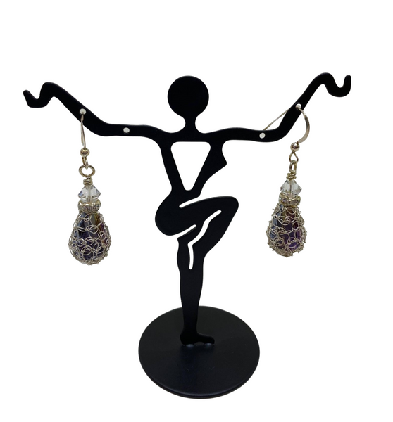 Sterling Swarovski Teardrop Crochet Earrings
