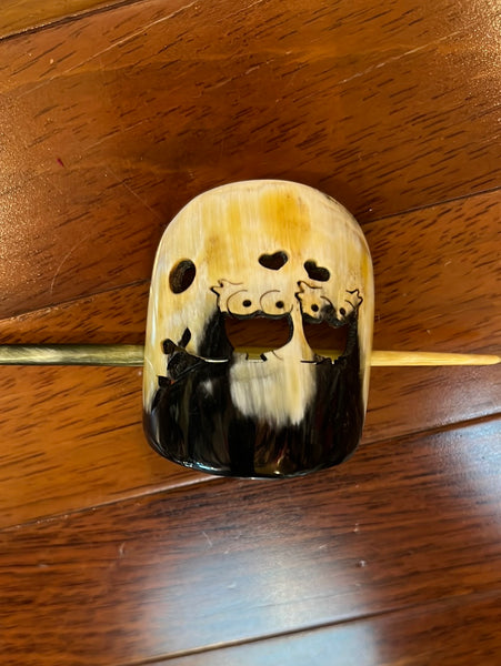 Natural Horn Owl Hair/Scarf Pin