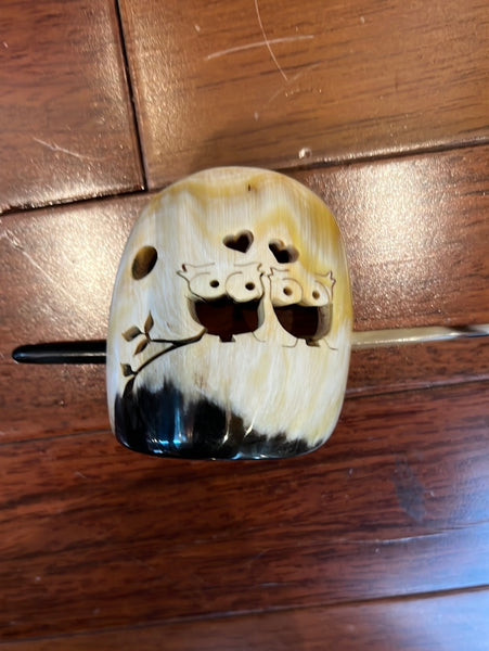 Natural Horn Owl Hair/Scarf Pin
