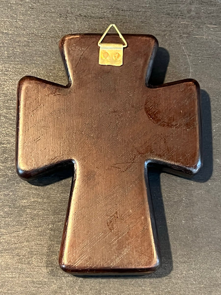 Embossed Sterling Silver Mahogany Cross
