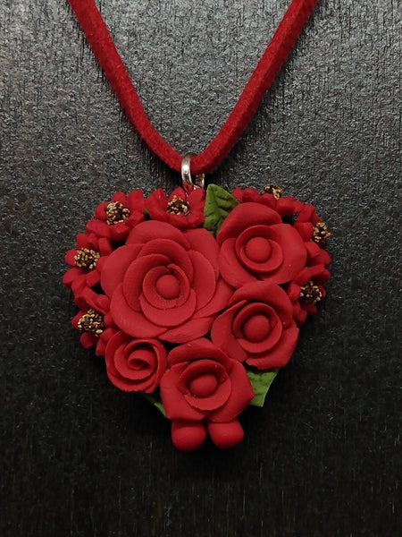 Handcrafted Polymer Clay Rose Necklace