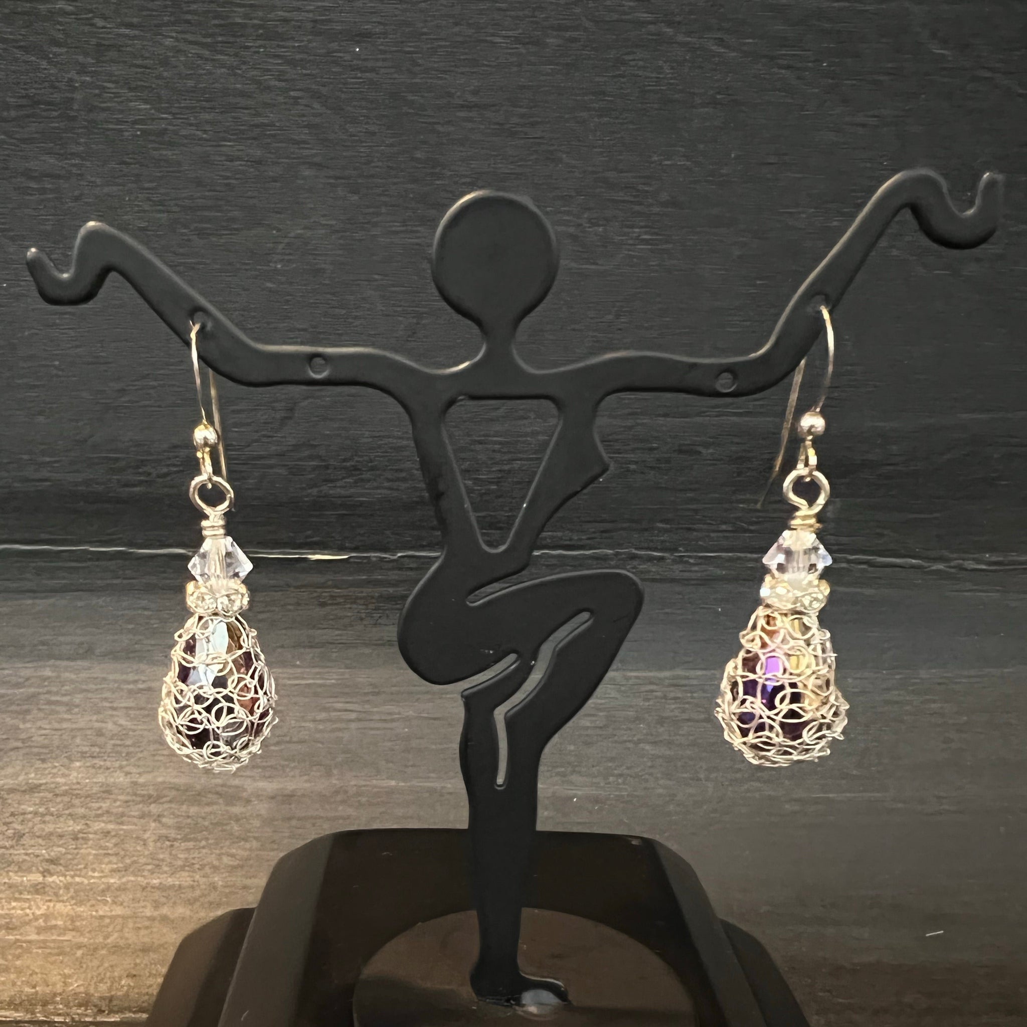 Sterling Swarovski Teardrop Crochet Earrings