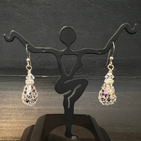 Sterling Swarovski Teardrop Crochet Earrings
